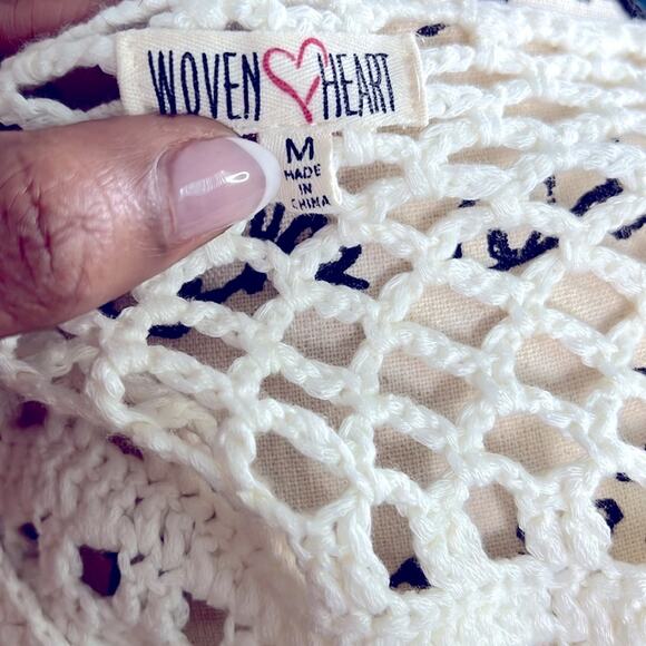 Woven Heart Crochet Fringe Tank Top size Medium - Picture 7 of 8